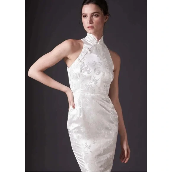 SAU LEE Jill Chinese Jacquard Pencil Dress White - Picture 3 of 7